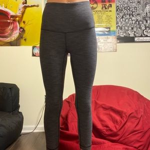 grey and black cropped lululemon leggings